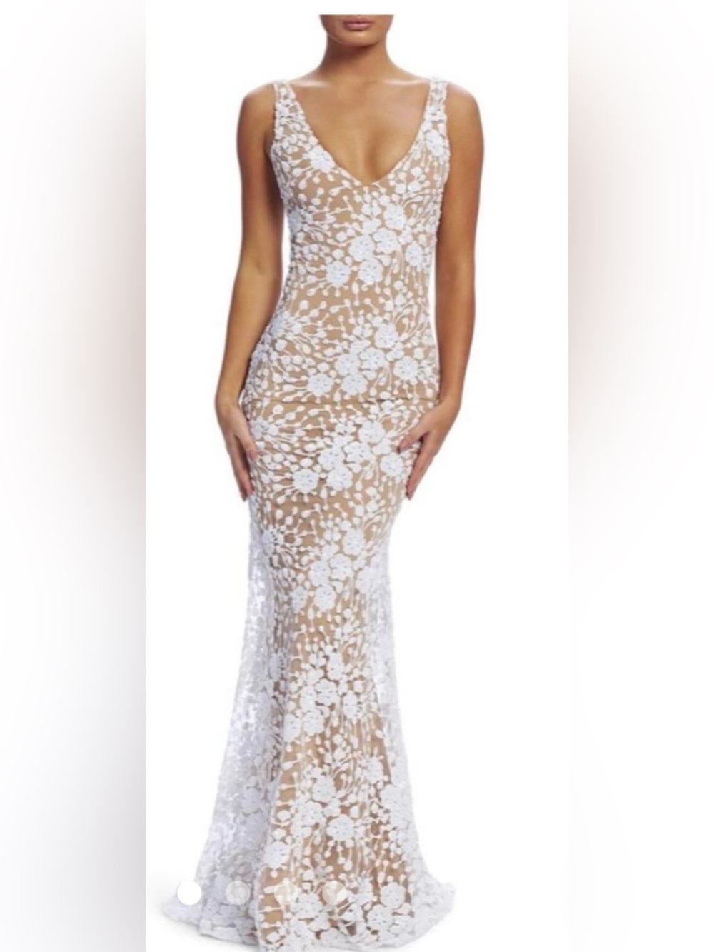 Nadine Merabi Alexa white sequin maxi dress